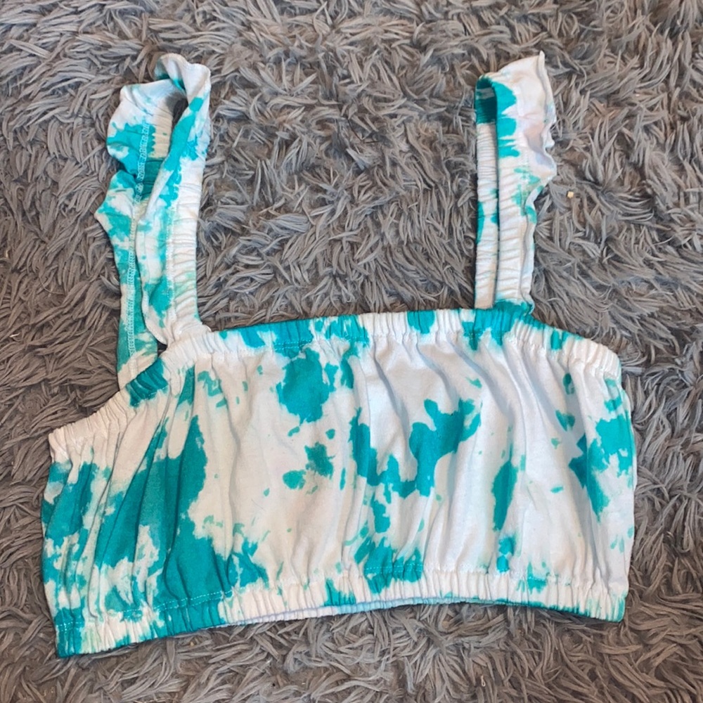 Teal tie dye crop top
